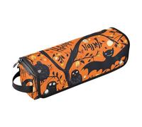 Foiosoh Organizador 2 en 1 de herramientas para el cabello y tapete resistente al calor, estuche de viaje grande para rizador, alisador, secador de pelo, calabazas y monstruos, naranja