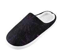 Foiosoh Pantuflas de espuma viscoelástica para hombre y mujer, pantuflas de casa para interiores y exteriores, zapatos de dormitorio de felpa cálida, Mysterious Style Web, 8-9 Women/6-7 Wide Men