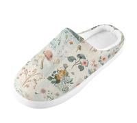 Foiosoh Pantuflas de espuma viscoelástica para hombre y mujer, pantuflas de casa para interiores y exteriores, zapatos de dormitorio de felpa cálida, Flores pequeñas de patchwork pastel, 8-9 Women/6-7