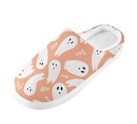 Foiosoh Pantuflas de espuma viscoelástica para hombre y mujer, pantuflas de casa para interiores y exteriores, zapatos de dormitorio de felpa cálida, Fantasmas de Halloween, 14-15 Women/12-13 Wide Men