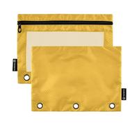 Foiosoh - Paquete de 2 bolsas transparentes para lápices de gran capacidad con cierre para suministros escolares y universitarios, amarillo terroso, 1 talla, Moderno / Equipada