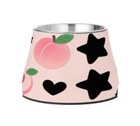 Foiosoh Peach and Star - Cuenco antideslizante de acero inoxidable para perros, gatos, conejos, pájaros, alimentación cómoda
