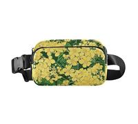 Foiosoh Riñonera de moda con diseño de flores amarillas para hombres y mujeres, pequeña bolsa cruzada para pasaporte con correa ajustable para viajes, compras, correr, Flores amarillas de belleza de