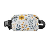 Foiosoh Riñonera elegante de verano y hoja amarilla para hombres y mujeres, mini riñonera para correr con correa ajustable para ciclismo, senderismo, gimnasio, Verano y amarillo hoja, 1 size