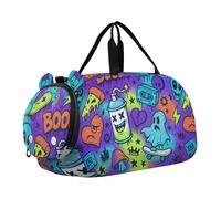 Foiosoh Street Graffiti Vector Patterns - Bolsa de lona para gimnasio con compartimento para zapatos, gran capacidad, equipaje de mano para viajes, deportes, lona, fin de semana