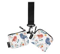 Foiosoh Sweet Red and Blue Bird - Monederos para mujer, tarjeteros, delgados, desmontables, organizadores de dinero con llavero para mujeres y niñas, 2 paquetes, dulce pájaro rojo y azul, 1 size