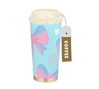 Foiosoh Vasos con diseño de pajarita y amor con tapa, tazas de café para llevar, taza de café de acero inoxidable aislada para bebidas frías y calientes, 481.9 g, a prueba de fugas