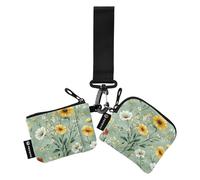 Foiosoh Yellow Pansy Carnation Green - Carteras dobles para mujer, fundas para tarjetas de negocios, minimalistas, organizadores de dinero para mujer, con bolsillo para monedas con cremallera para el