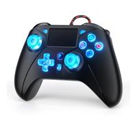 FOIRCEADAL RGB Wire Controller for PS5, Back paddles and Speaker, Gamepad Dual Motor Vibration/6-Axis Sensor/Turbo/3.5mm Audio Jack/Touch Pad for Ps-5/Ps-3/Ps-4/Pro/Slim/Pc Black