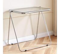 Foirtoevu Juego de Mesa y sillas Plegables, Mesa de TV acrílica, Escritorio pequeño Moderno con Silla Auxiliar, for Sala de Estar, Dormitorio, Cocina y Exteriores.(Gray)