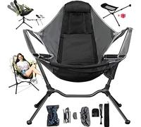 Foirtoevu Silla Mecedora de Camping, Hamaca, Columpio, Respaldo Ajustable, Plegable, con reposapiés, reclinable for Exteriores, Bolsa de Almacenamiento, for Pesca y Picnic (Resistente a 136 kg)(Gray)