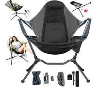 Foirtoevu Silla Mecedora de Camping, Hamaca, Columpio, Respaldo Ajustable, Plegable, con reposapiés, reclinable for Exteriores, Bolsa de Almacenamiento, for Pesca y Picnic (Resistente a 136 kg)(Blue)