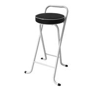 Foirtoevu Taburete Plegable de 81 cm, Silla Alta portátil Acolchada for Adultos, Cocina, jardín, taburetes Altos de Interior con asa, Capacidad de 136 kg.(White Tube Black)