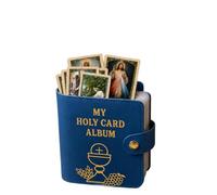 Fokayo Tarjetero de Cuero Genuino, Cartera compacta para Tarjetas de oración católica para Iglesia y oración Diaria, Organizador de Bolsillo con Cierre a presión para Iglesia, Estudio bíblico (#D)