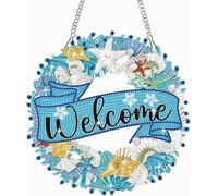 Fokenzary Bienvenido kit de Arte de Diamante 5D para Adultos Pintura de Diamante DIY Colgantes con Cadena Adorno Especial de Cristal de Diamante (24 * 24cm*1pieza)