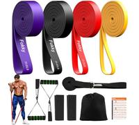 Fokky Gomas Elasticas Musculacion, Bandas Elasticas con 4 Niveles de Resistencia, Bandas Elasticas Musculacion con Anclaje de Puerta, Asas, Funda Protectora, para Entrenamiento de Fuerza/Fitness/Yoga