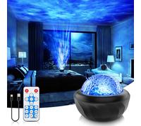 Fokky Proyector de Galaxias y Estrellas Real, Proyector Estrellas Techo 7 Efectos de Iluminación y Control Remoto, Luz Nocturna Infantil Ondas de Agua, Lampara Aurora Boreal Adecuado para Dormitorio