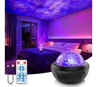 Fokky Proyector Estrellas, Luces Sensoriales, Luz Nocturna de 7 Colores para Niños y Adultos, Proyector de Ondas de Agua con Control Remoto, Luces LED para Dormitorio, Fiesta o Sala de Juegos, El Rega