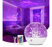 Fokky Proyector LED de cielo estrellado, 16 olas del océano de colores, luz nocturna para niños, lámpara Aurora con mando a distancia, proyector Galaxy Projector para fiestas, juegos y decoración de