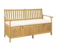 Foknhdi Banco de jardín con espacio de almacenamiento y cojín de asiento, banco con 2 puertas con bisagras para jardín, balcón y terraza, banco con baúl y caja de almacenamiento, 148 x 63 x 84 cm