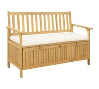 Foknhdi Banco de jardín con espacio de almacenamiento y cojines, banco con baúl para jardín, balcón y terraza, banco con caja y puerta abatible, asiento exterior 120 x 63 x 84 cm