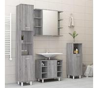 Foknhdi Juego de muebles de baño de madera Sonoma, 4 piezas, 60 x 32 x 53,5 cm, armario para lavabo con espejo, juego completo con mucho espacio de almacenamiento, diseño moderno para baños pequeños