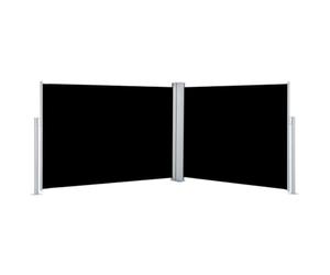 Foknhdi Toldo lateral extensible negro 100 x 1000 cm con función de enrollado automático, protección visual para terraza y balcón, material resistente a los rayos UV para jardín, terraza y playa