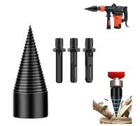 Fokroin 32mm Astilladora de Troncos, Broca Divisora de Leña con 3 Mangos de Taladro, Hexagonal/Cuadrado/Redondo, Taladro Partidor de Madera, Cortar Leña, Taladro Eléctrico Cónico, Taladro de Cono