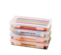 Fokroin 4 Piezas Organizador Lapices, Cajas de Lápices Apilables, Organizador Lapices y Ceras con Tapa a Presión, Organizador de Almacenamiento para Pinceles, Bolígrafos, Lápices