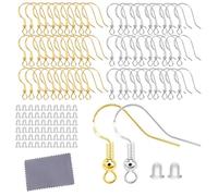 Fokroin 60 Piezas Ganchos Pendientes, Ganchos de Plata de Ley 925, Anillos de Salto Abiertos 4 mm, Ganchos Pendientes Antialergicos con Tapón de Goma Transparente y Bobina (Plata y Oro)