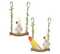 Fokroin Columpio para Loros de Madera Natural 2 Piezas Juguetes para Pájaros Colgantes, Soporte de Perca de pájaro para Todas Las Aves PequeñAs Y Medianas Incluyendo Loros Y Canarios