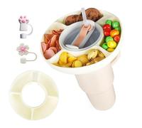 Fokroin Plato para aperitivos Stanley Cup 40 oz, Snack Bowl for Stanley Cup, Taza Reutilizable Para Aperitivos Stanley, con 4 Compartimentos, Bandeja de Silicona con 2 Accesorios para la Stanley Cup