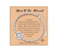 Fokroin Pulsera de Brújula para Mujer Pulsera, Bracelet Ajustables, pulsera con dije de brújula, Regalos Para Amigas, Hermana, Pareja, Aniversario, Amistad