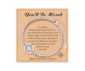 Fokroin Pulsera de Brújula para Mujer Pulsera, Bracelet Ajustables, pulsera con dije de brújula, Regalos Para Amigas, Hermana, Pareja, Aniversario, Amistad