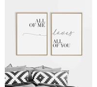 FOKTMS All Of Me Loves All Of You Citas Pareja Amor Póster Lienzo Pintura Cuadros de pared Boda moderna Decoración del hogar 40x60cm-2 Piezas Sin marco