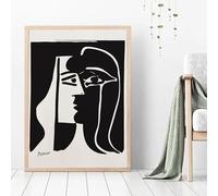 FOKTMS Picasso - Póster de figuras abstractas de beso que se mezcla en la cara, impresión artística en lienzo, pintura en lienzo, decoración del hogar, 50 x 70 cm, sin marco