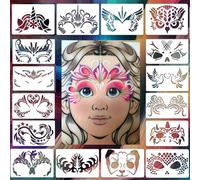 FOLANDO Plantillas de pintura facial reutilizables, 16 plantillas de pintura facial para niños, plantilla de pintura facial de animales, cachorros, hadas, mariposas, para graffiti, carnaval, Navidad,