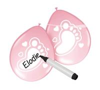 Folat 08591 Writable Balloons Baby Girl - 6 pieces, Pink (Importación USA)