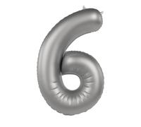 Folat 10476 Globo Plateado Numero 6 - Moonlight Silver - Satin Gloss - 86 cm - Decoraciones de Cumpleaños de Fiesta Para Aniversario Graduación Inflar con Helio o Aire