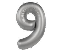 Folat B.V.- Folat Globo plateado Numero 9-Moonlight Silver-Satin Gloss-86 cm-Decoraciones de Cumpleaños de Fiesta para Aniversario Graduación Inflar con Helio o Aire, Color (10479)