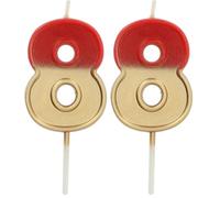 Folat 18708 Vela Retro Número 8 Rojo (Paquete de 2)