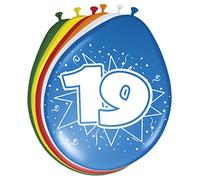 Folat - 19 Año Globos para Fiesta Decoración - Multicolor - 12In/30cm - 8 piezas