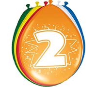 Folat - 2 Año Globos para Fiesta Decoración - Multicolor - 12In/30cm - 8 Piezas