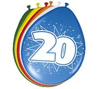 Folat - 20 Año Globos para Fiesta Decoración - Multicolor - 12In/30cm - 8 Piezas