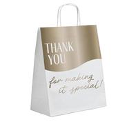 Folat 21337 Bolsas de Papel con texto para bodas Bolsas de regalo - Wedding - 6 piezas. Bolsas Regalos oro de fiesta con asa, para bodas y fiestas