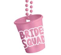 Folat 21445 Vaso de chuptio para colgar Vaso de chupito con cadena - Bride Squad - She Said Yaasss - Rosa. Regalos para novia, perlas de novia de chupito, fiestas, amigos, familia