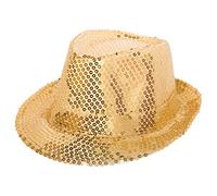 Folat 22530 tribly Gorro de fiesta Deluxe con lentejuelas, unisex de adulto, Oro, talla única , color/modelo surtido