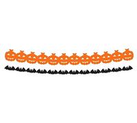 Folat 23863 Guirnalda de papel Calabaza Murciélagos - ¡Halloween BoOo! - 2x2 metros - Decoración de Halloween: calabaza, fantasma, araña, bruja