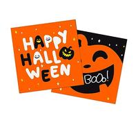 Folat 23868 Servilletas 'Happy Halloween' - ¡Halloween BoOo! - 33 x 33 cm - 20 piezas - Decoración de Halloween: calabaza, fantasma, araña, bruja