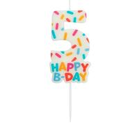 Folat 24115 Velas de Pastel - Vela Cozy Sprinkles Número 5-7 cm Adornos para pasteles para fiestas de cumpleaños, aniversario de Bodas, fiesta de Graduación, baby shower, fiesta de niños